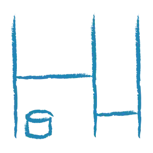 Icon für Gerüst- und Trockenbau in blauer Farbe